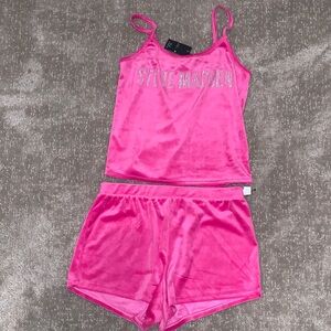 Steve Madden Hot Pink Velour Cami & Shorts Set/lounge wear.